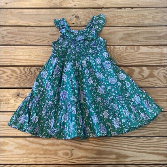 NWT Crewcuts Floral Smock Dress Size 3 Girl’s Green